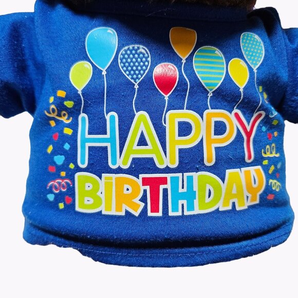 Build a Bear Happy Birthday Teddy Bear 14 inch Plush Blue T-Shirt Stuffed Animal - Picture 3 of 12